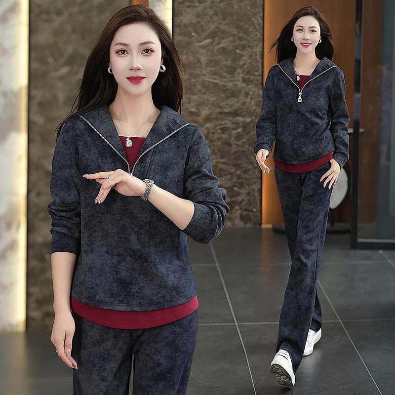 96544526时衣尚运动套休装女士春秋新款长袖连卫帽气质闲跑步服两