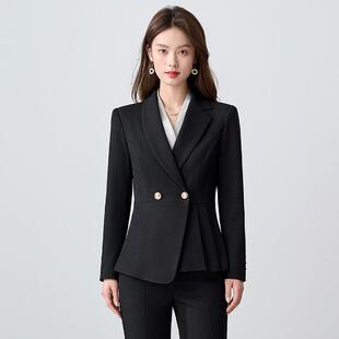 藏青色长小西装外套装女子裙子衬衫四件裤套秋XN9209+6冬季新款套