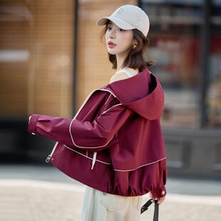 小工个子尚休闲装 新款 上连帽夹克衣 0女秋季 冲时锋衣外套MM2659