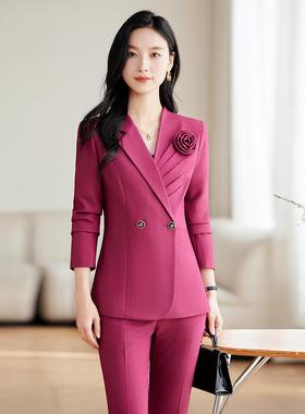 高品质女式务通勤夹克，时商尚休闲裤套装两，78705件套子，办公