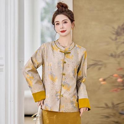 秋新上款YX86336-季新中式国风高级时感圆领印花尚百搭衣外套