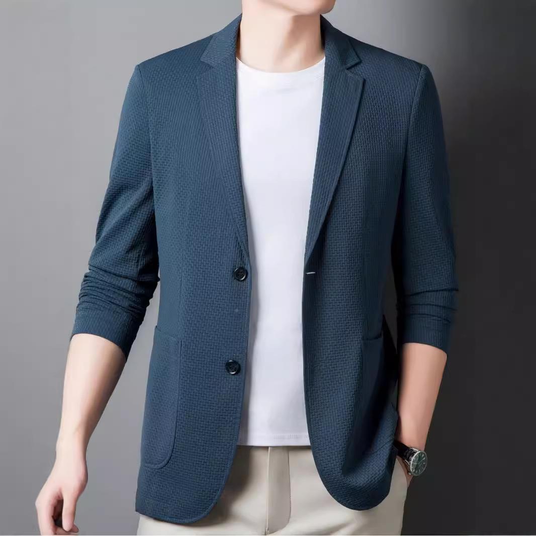 春秋季西新款色外99128-PP男式休闲装高档羊毛呢纯简约中年小西装