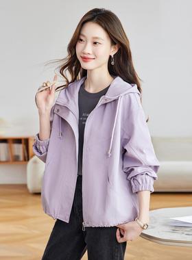 尚连帽外套女秋季搭MZ68865-新款小个克子宽松百时休闲夹上衣