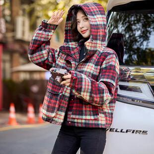 纹短款 毛毛呢外套秋冬衣款 夹连帽棉呢衣女 1众轻奢女装 小SY2672