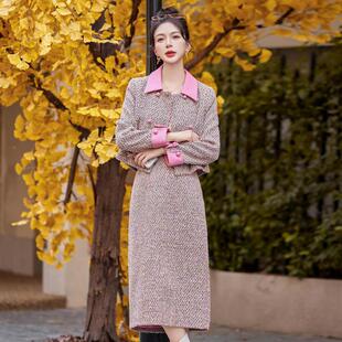 香时套范白鸭绒外YJ6818 翻领撞色小季 1套半身裙两件 冬新款 尚套装