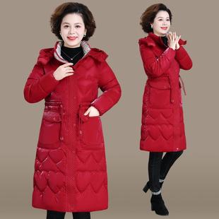 中冬年妈羽绒棉服款女中长装修身外套时尚洋气棉袄842266免妈洗棉