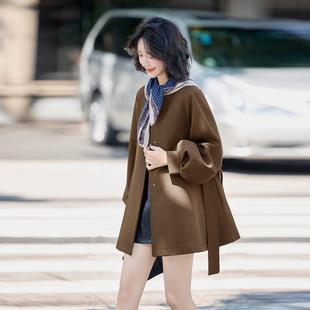 秋长衣季新款女时尚圆领灯笼袖中款女式风外套ME5715-0丝配巾