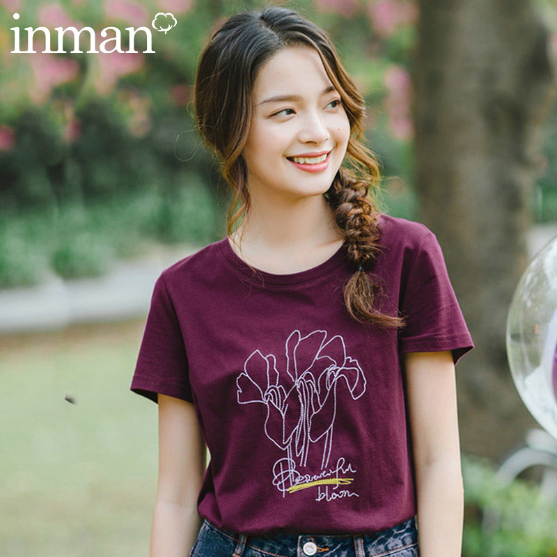 茵曼旗舰店纯棉t恤女宽松ins半袖港味chic上衣夏季短袖女2020新款