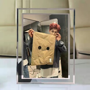 白敬亭set饭制桌面摆台玻璃水晶照片定制相框生日礼物应援周边