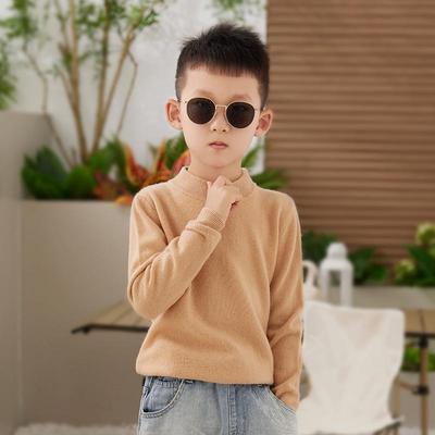 秋冬儿童100%纯羊毛衫半高圆领男女童毛衣加厚宝宝打底羊绒针织衫