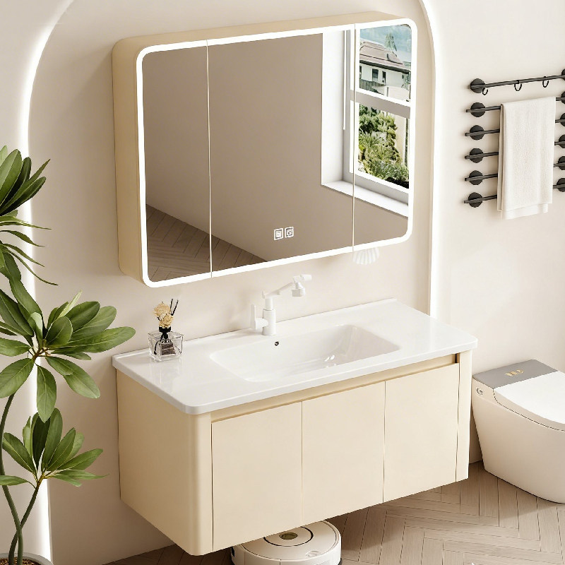 广东佛山卫浴柜洗漱台陶瓷一体盆马桶侧边收纳浴室柜卫生间洗手盆