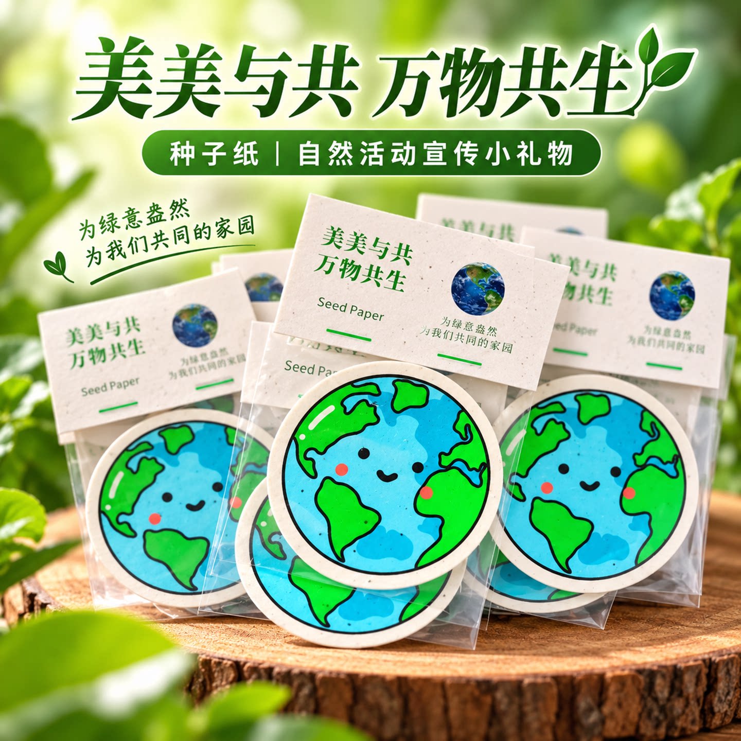环保地球卡通种子纸小礼品卡定制图片