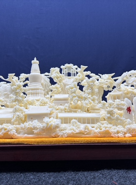 骨雕摆件摆件五台山纯手工雕刻雕工精细造型独特五台山白塔古建筑