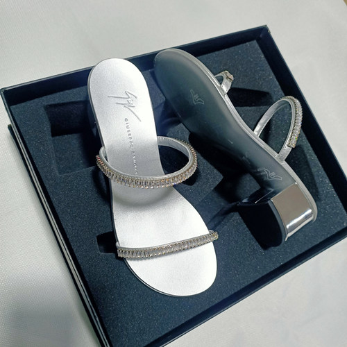 gz真皮粗跟欧美水钻女拖鞋一字拖