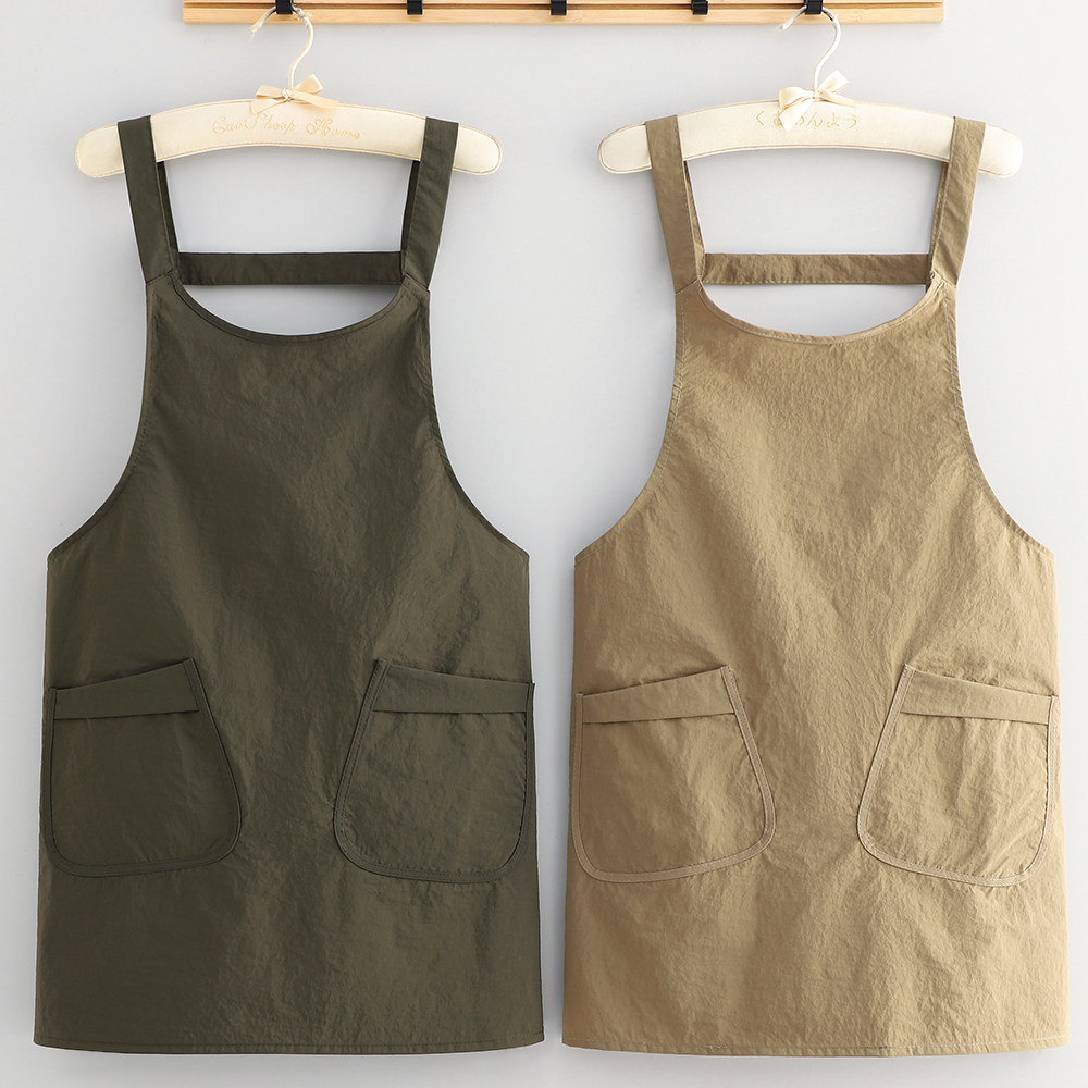 新款简约泼水无袖围裙厨房防污透气围腰成人餐饮专用做饭工作定制