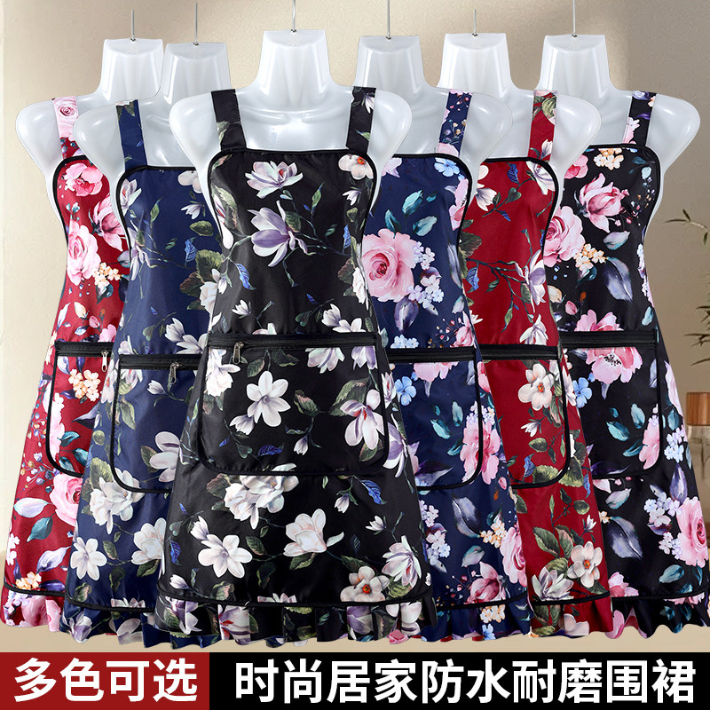 背带围腰围裙时尚国风防水耐脏耐磨工作服家用厨房耐磨防污餐饮女