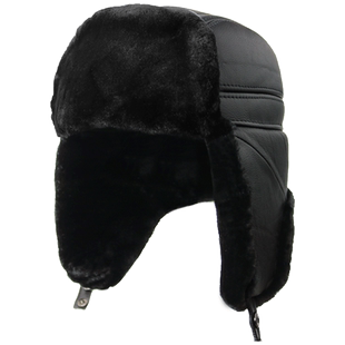 雷锋帽寒区冬季皮帽男 真皮加厚保暖牛皮东北帽子护耳帽老人帽子