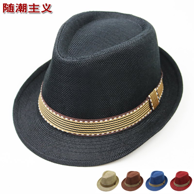 春夏季韩版潮防晒帽英伦爵士帽小礼帽男女情侣沙滩遮阳帽亲子帽子