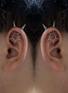 朋克恶魔钉钛合金双恶魔耳钉耳轮钉