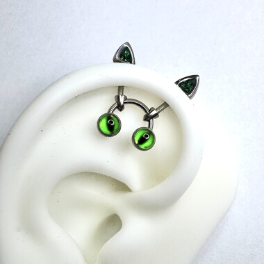 F136钛合金红魔绿魔猫耳恶魔钉helix耳骨耳轮钉