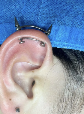 钛合金恶魔双拱桥原创耳桥耳环耳钉耳饰