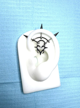 原创荆棘三连钛合金耳桥耳环耳钉