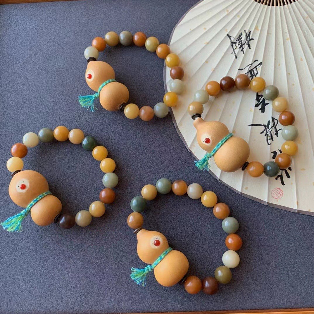 原创趣味中式多宝可爱小胖头葫芦手串文玩可盘菩提串珠手链绕指柔