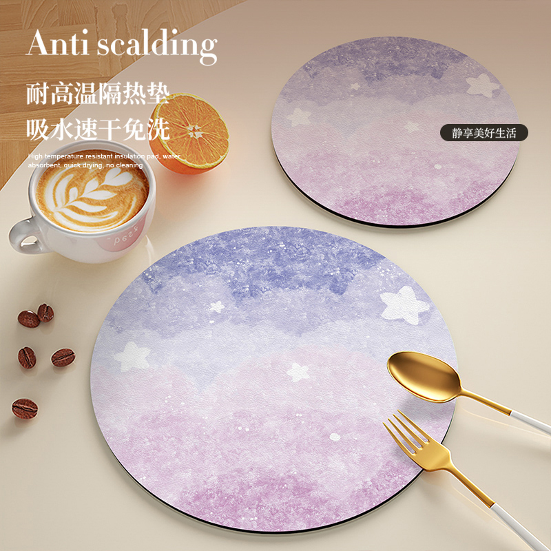 隔热垫吸水杯垫防烫耐高温碗垫锅垫免洗圆形茶垫矽藻泥餐桌垫茶席
