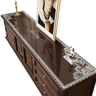 pvc透明蕾丝鞋柜盖布防尘软玻璃套罩防水免洗餐边柜垫子台面桌布