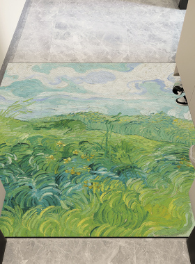 入户门地垫梵高莫奈3D立体风景油画进门口防滑蹭脚垫防水免洗地毯