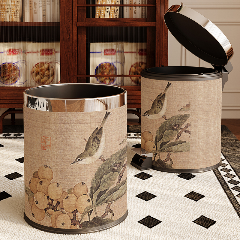 新中式双层大容量垃圾桶