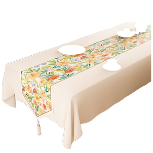 美式桌旗轻奢高级感茶台保护垫茶几布艺餐桌装饰中间长条垫布