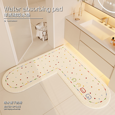 2025新款毛绒L型浴室吸水地垫