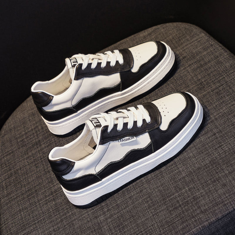 大码女鞋41一43胖脚宽肥显脚小真皮小白鞋女2025新款百搭黑色板鞋,女鞋,时尚休闲鞋,淘宝优惠券,粉丝福利购,淘宝优惠卷