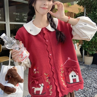 2025新款 小清新甜美针织马甲女外搭开衫 春秋坎肩森系毛衣背心外套