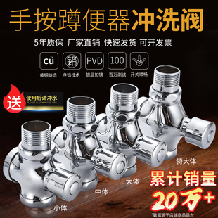 冲水阀蹲便器大便冲洗阀厕所阀门自闭式 黄铜延时手按式 冲洗阀开关