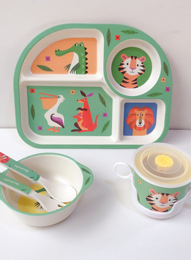 桔子Kerr竹纤维餐具宝宝儿童创意分隔餐盘免费开发票