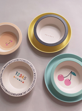 桔子kerrA5材料儿童饭汤面碗樱桃字母圆形辅食碗宝宝小孩亲子餐厅