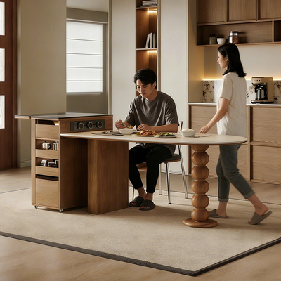 可组合实木岛台餐桌椅