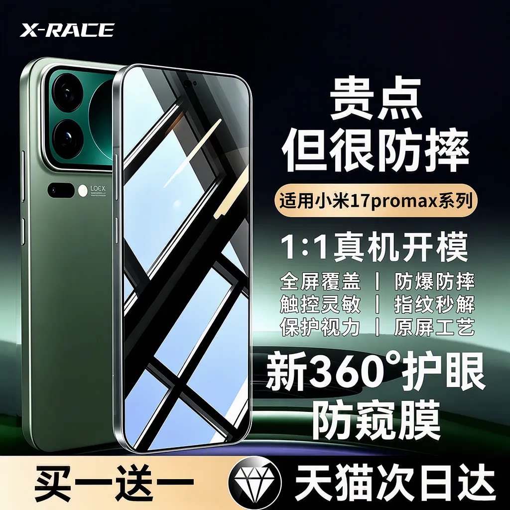适用小米17系列360°防窥手机膜