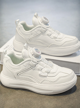 ABC IM儿童鞋子男童小白鞋女童白色运动鞋皮面防水跑步鞋春秋季款