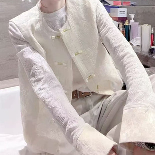 2026新款女装重工刺绣国风马甲长袖蕾丝衫两件套装显瘦百搭国潮风