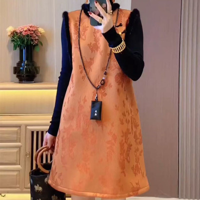 新中式无袖旗袍裙打底衫两件套女