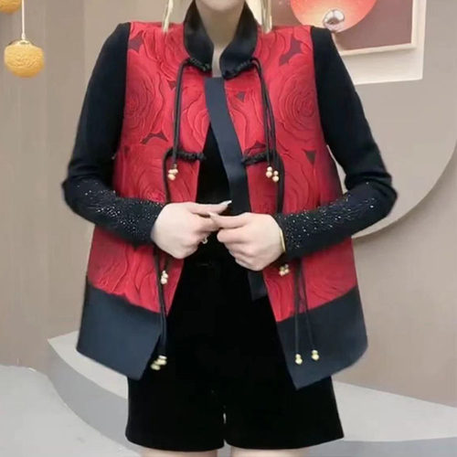 国风盘扣短款立领新中式马甲坎肩