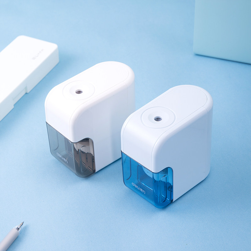 得力0714电动削笔机便携式小型儿童学生全自动纯色削笔器学生文具