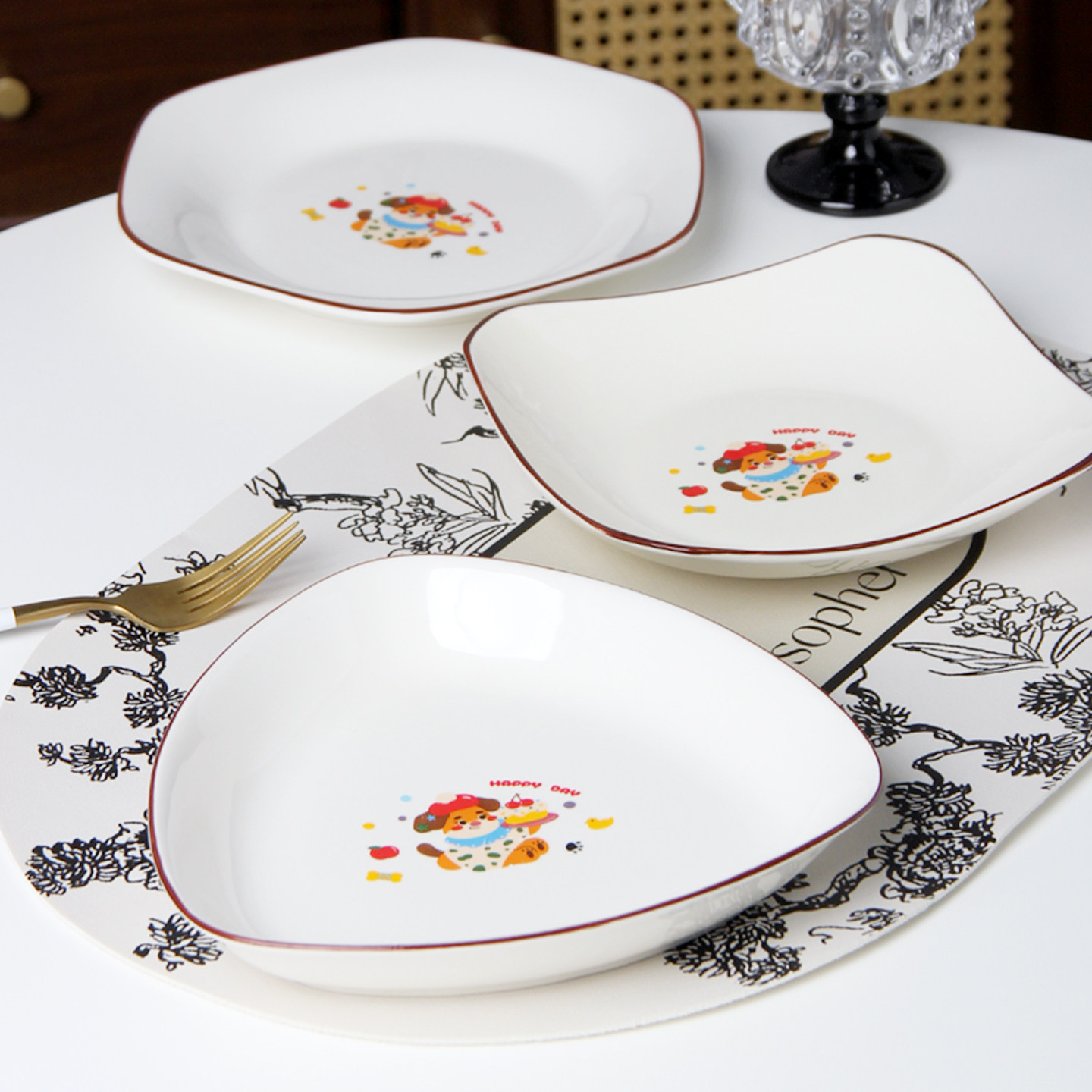 盘子高级感陶瓷餐具餐盘套装创意风卡通异形盘特别好看的菜盘家用,餐饮具,盘,淘宝优惠券,粉丝福利购,淘宝优惠卷