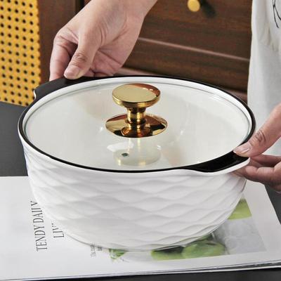 2.3L带盖大汤碗陶瓷双耳大碗防烫