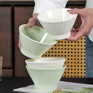 碗家用6只2025新款陶瓷大号碗套装高级感奶油风餐具5英寸斗笠饭碗