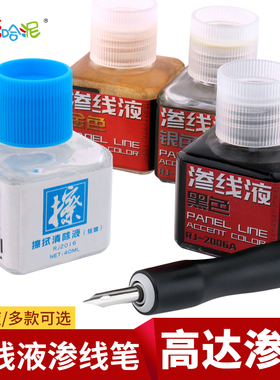 高达模型渗线笔黑色渗线液军事军模旧化制作消色渍洗效果液擦拭笔