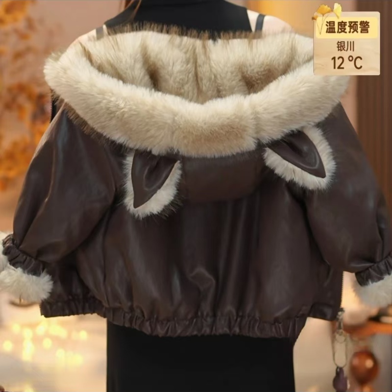 女童皮衣冬装2025新款两面穿